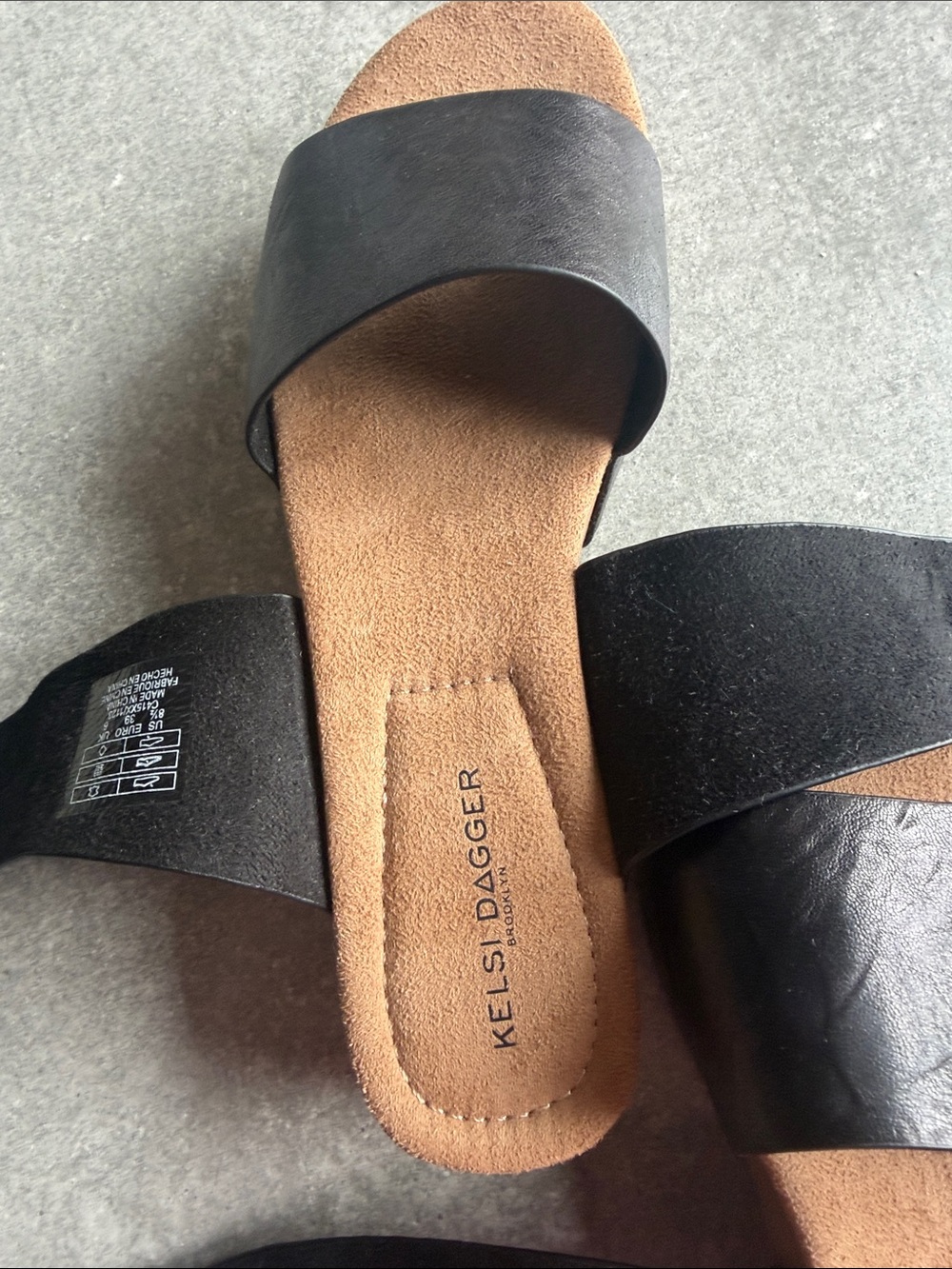 Kelsi Dagger Black Leather Platform Sandal with Ankle Strap - Picture 5 of 6